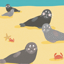Load image into Gallery viewer, Poster - Seals on a Beach A3