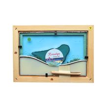 Load image into Gallery viewer, Wooden frame with a glass panel featuring a shark design and &#39;Rosalyn Glass Art&#39; label.