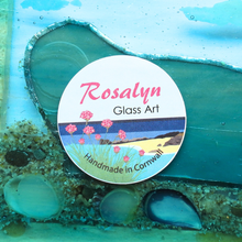 Load image into Gallery viewer, Rosalyn Glass Art label on the back of a glass seal picture