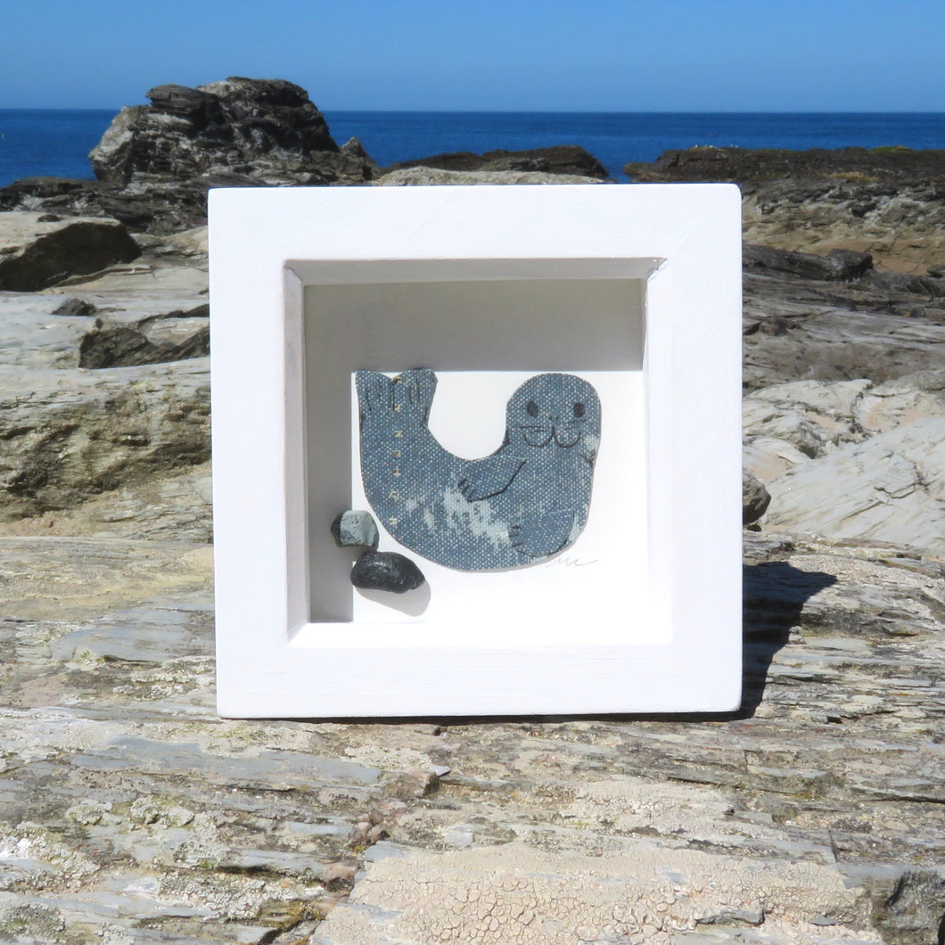 Seal Pup Art - Made from Tent found at Portreath